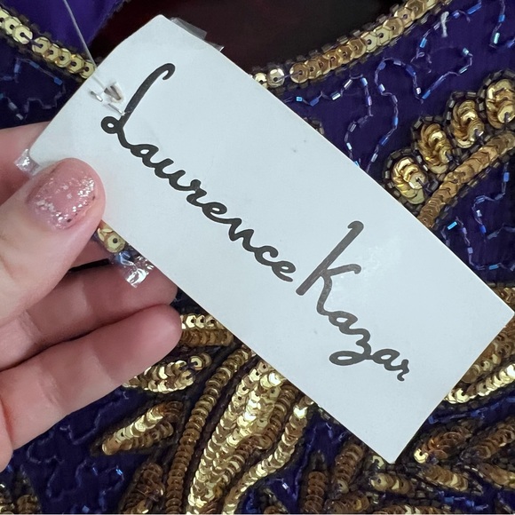 Vintage Deadstock Lawrence Kazar 100% Silk Beaded Cocktail Dress Glam size Large - Picture 6 of 16